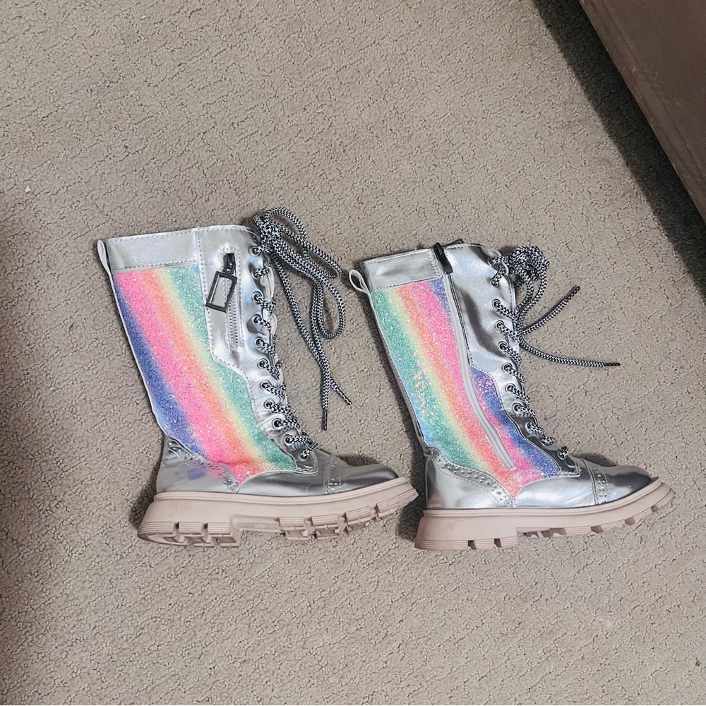 Kids Rainbow Glitter Boots